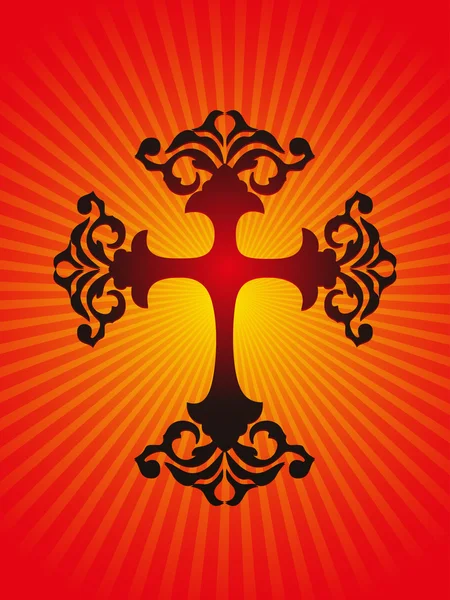 Arrière-plan avec croix décorée isolée — Image vectorielle