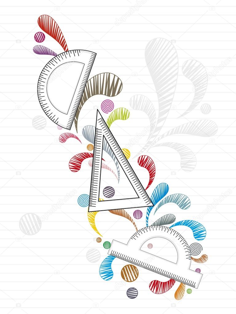 Background with colorful artwork, stationary