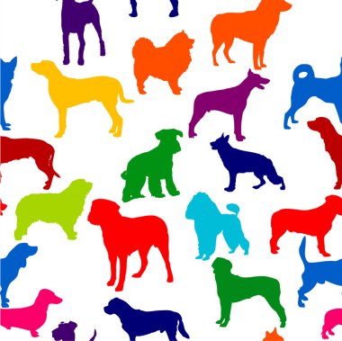 Vector seamless background with dogs silhouettes clipart