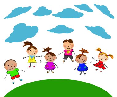 Vector happy kids clipart