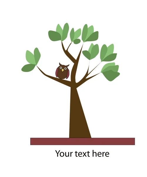 Vecteur fond d'été avec arbre et hibou — Image vectorielle
