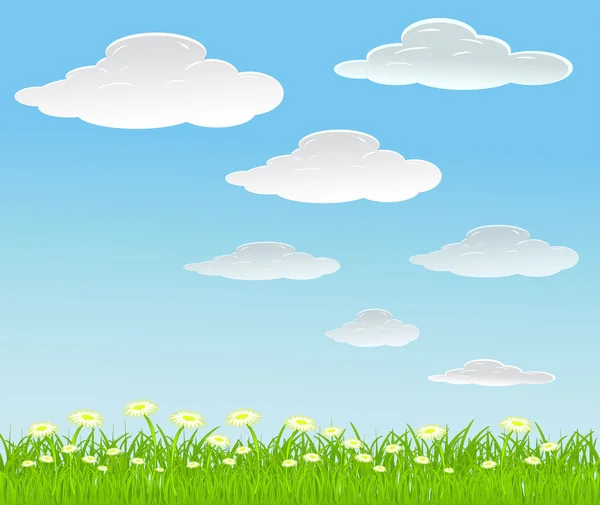 Vector summer background with clouds — Stock Vector