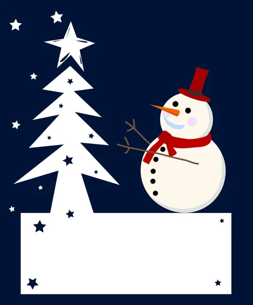 Biglietto vettoriale pupazzo di neve per Natale — Vettoriale Stock