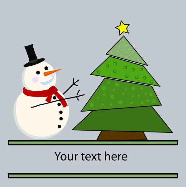 Wektor snowman karty na Boże Narodzenie — Wektor stockowy