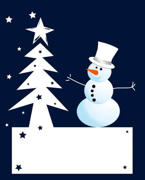 Vektor snögubbe kort för jul — Stock vektor
