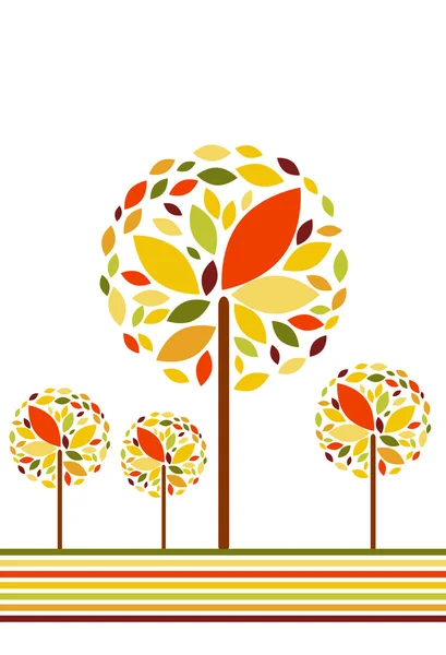 Vector autumn background with tree — Stock Vector