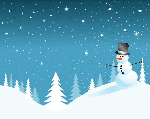 Cartão de boneco de neve vetorial para o Natal — Vetor de Stock
