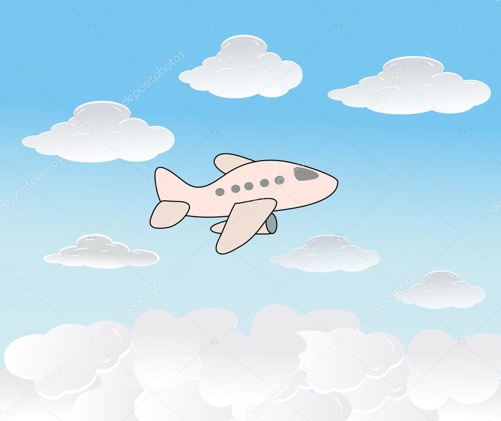 vector background with plane and sky
