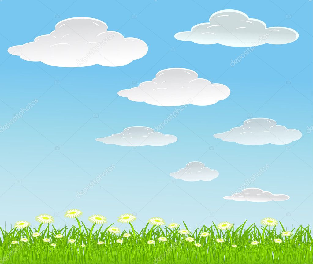 vector summer background with clouds