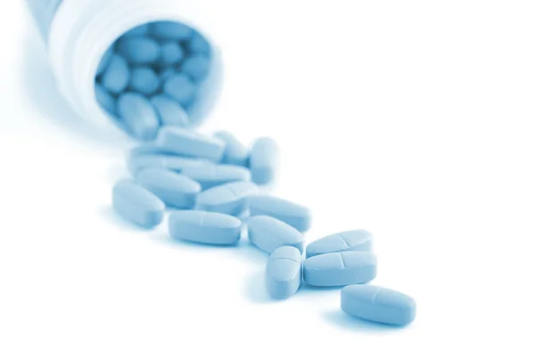 Modré předpis pilulek — Stock fotografie