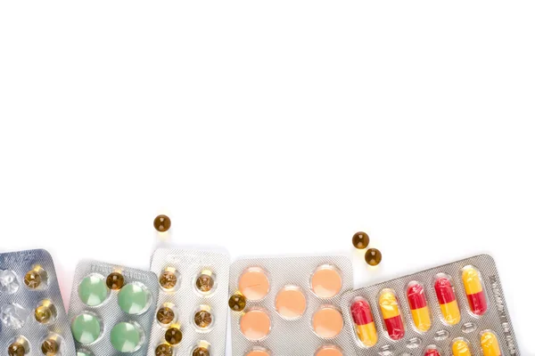 Ramme af farverige piller isoleret - Stock-foto
