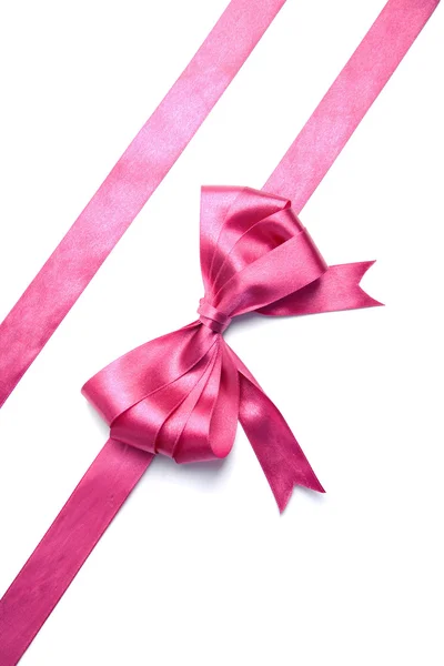 粉红丝带与孤立的弓 — 图库照片
