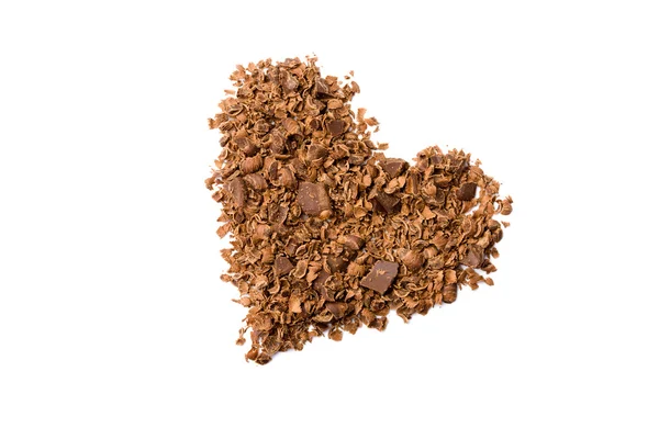 Izole kalp şeklinde çikolata — Stok fotoğraf