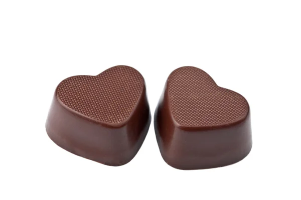 Serduszka czekoladowe na białym tle — Zdjęcie stockowe