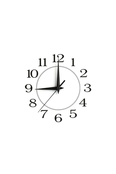 Reloj blanco mostrando nueve aislados — Foto de Stock
