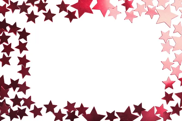 Feriado vermelho estrelas quadro isolado — Fotografia de Stock