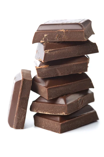 Broken pieces of chocolate isolated — Stock Photo, Image
