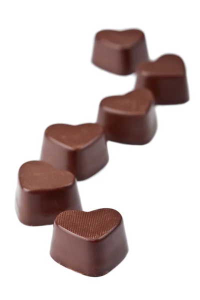 Серденька шоколадні ізольовані — стокове фото