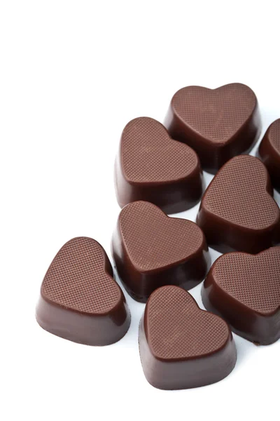 Corações de chocolate isolados — Fotografia de Stock