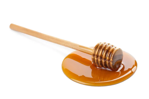 野生の蜂蜜と分離された木製のディッパー — ストック写真