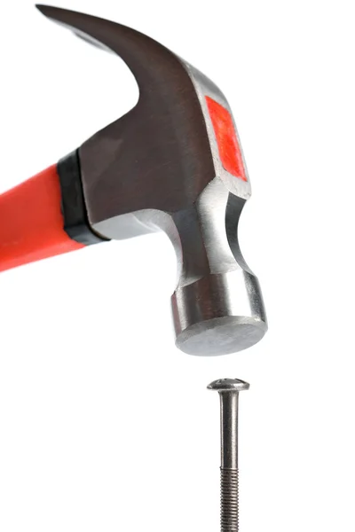 Hammer and nail isolated — Stock Photo, Image