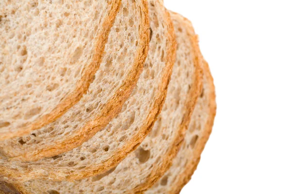 Plátky celozrnného chleba izolované — Stock fotografie