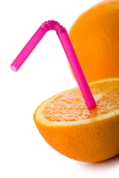 Orange with straw isolated — Stock Photo, Image