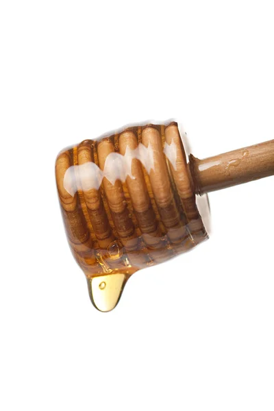 分離された蜂蜜と木製のディッパー — ストック写真