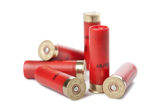 Shotgun cartridges isolated over white Royalty Free Stock Photos