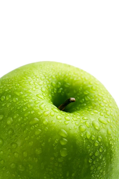 stock image Fresh green apple with water droplets isolated