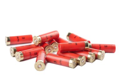 Shotgun cartridges isolated over white clipart