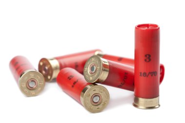 Shotgun cartridges isolated over white clipart