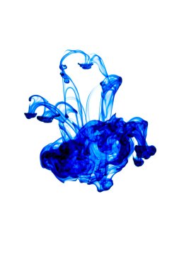 Abstract blue ink in water isolated clipart