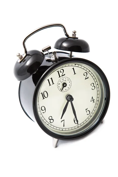 Relógio de alarme isolado sobre branco — Fotografia de Stock