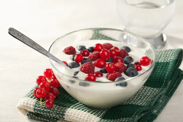 Yoghurt med vilda bär — Stockfoto