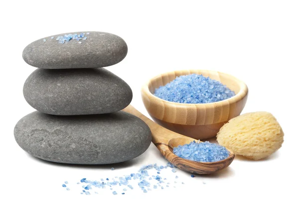 Wellness kameny a bylinná sůl — Stock fotografie