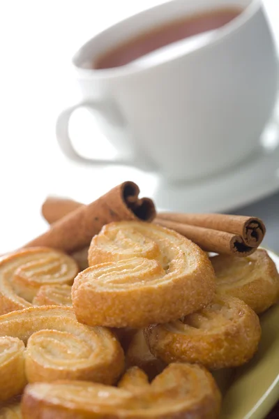 Spiced cookies and tea isolated — Stock Photo, Image