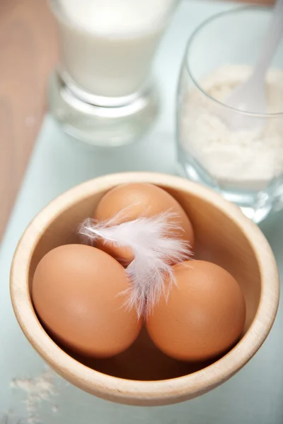 stock image Eggs milk and flour