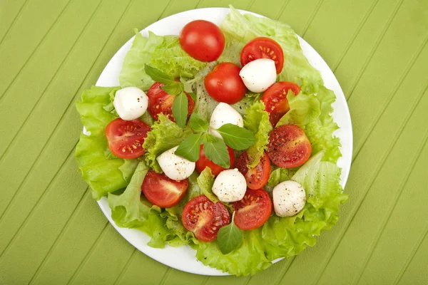 Salat mit Tomaten und Mozzarella — Stockfoto