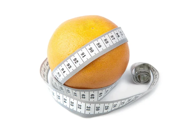 Orange and measuring tape isolated — Stock Photo, Image