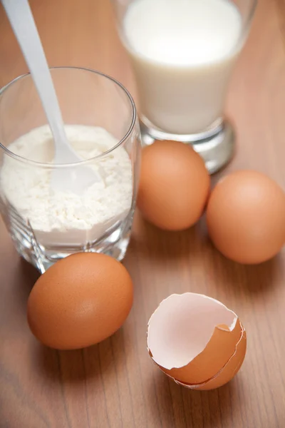 stock image Eggs milk and flour