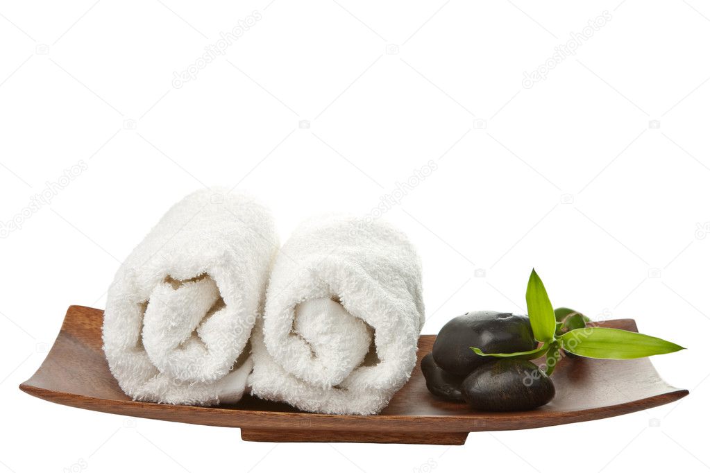 Spa stones and towels isolated