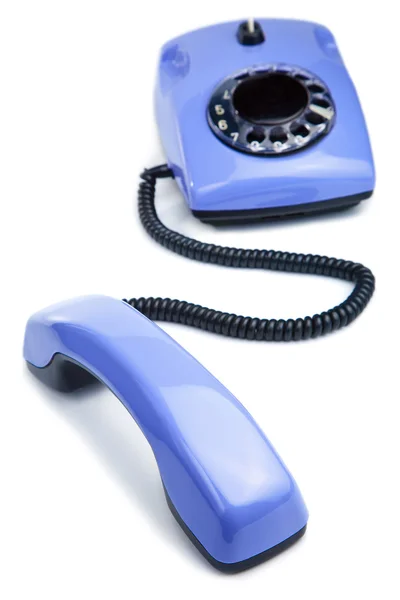 Μπλε ρετρό τηλέφωνο απομονωθεί — Φωτογραφία Αρχείου