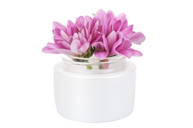 kozmetik şişe izole çiçekler