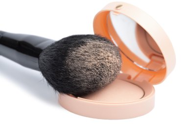 Compact powder and black brush isolated clipart