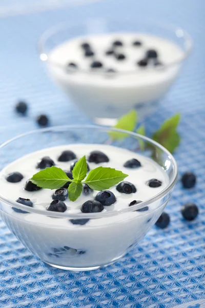 Yoghurt med blåbär — Stockfoto