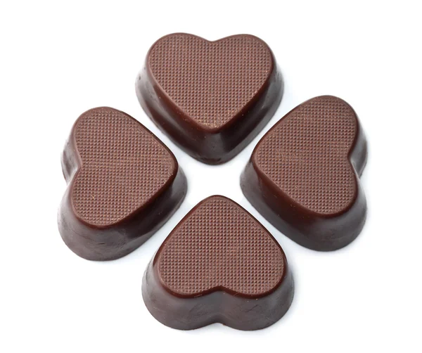 Serduszka czekoladowe na białym tle — Zdjęcie stockowe