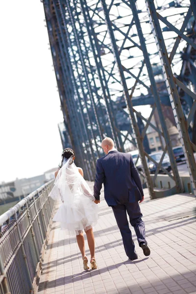 結婚式のカップルを歩く — ストック写真