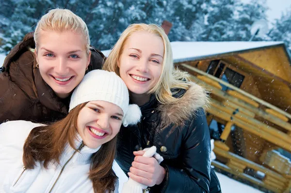 Mooie Vrouwen Winter Kleding Buitenshuis — Stockfoto