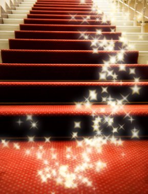 Stairs covered with red carpet clipart